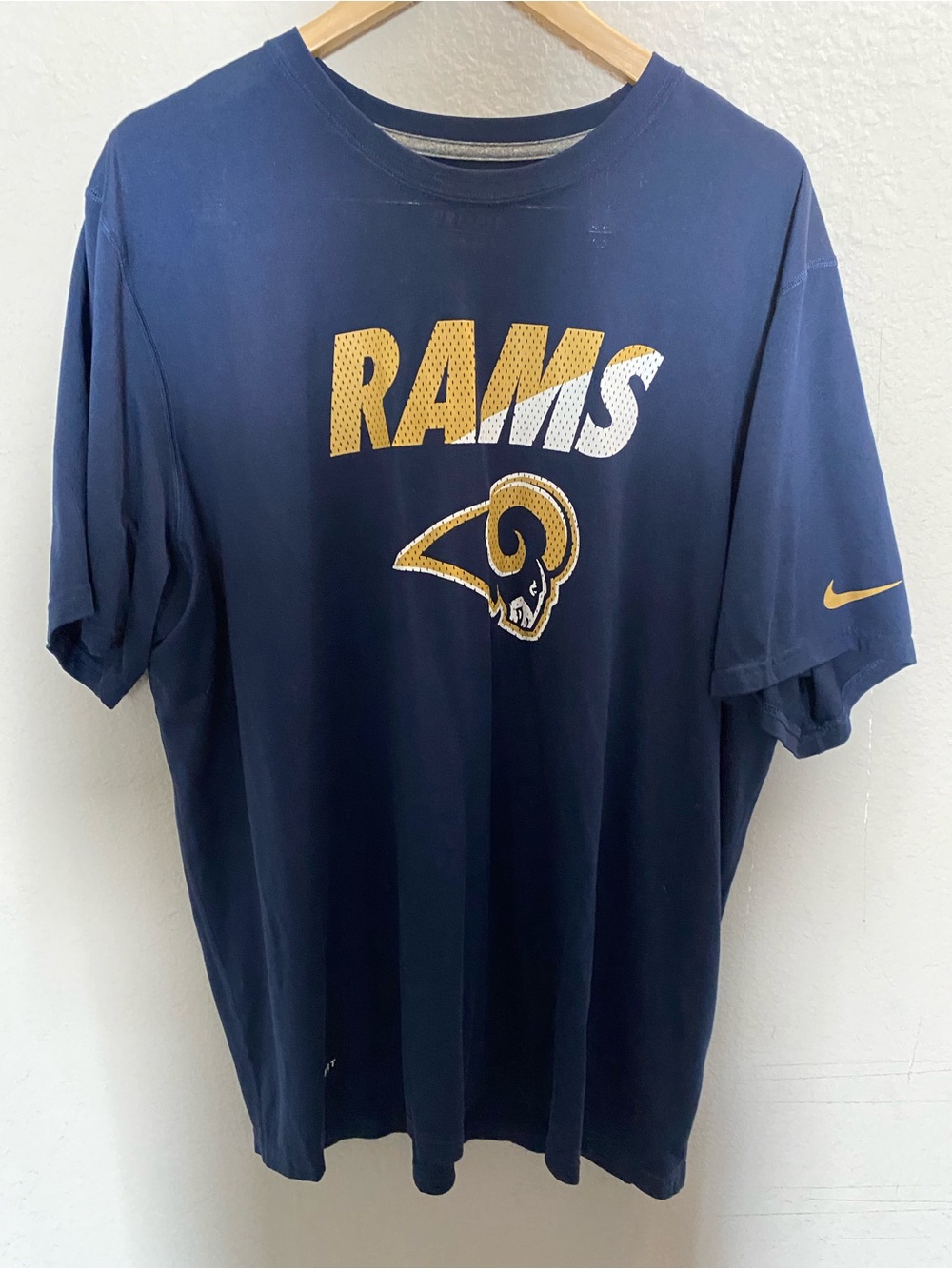 Nike Los Angeles Rams Navy Gold Logo Tee XXL Blue Football